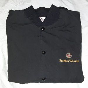 Smith & Wesson Embroidered Windbreaker Bomber Jacket, Black, Med, Vintage 1980s
